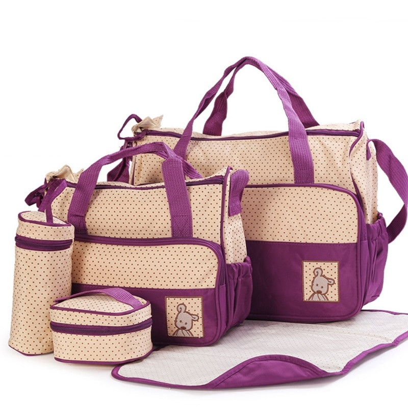 Fashion Baby Bags
 5Pcs Set Fashion Diaper Bag Mummy Stroller Bag