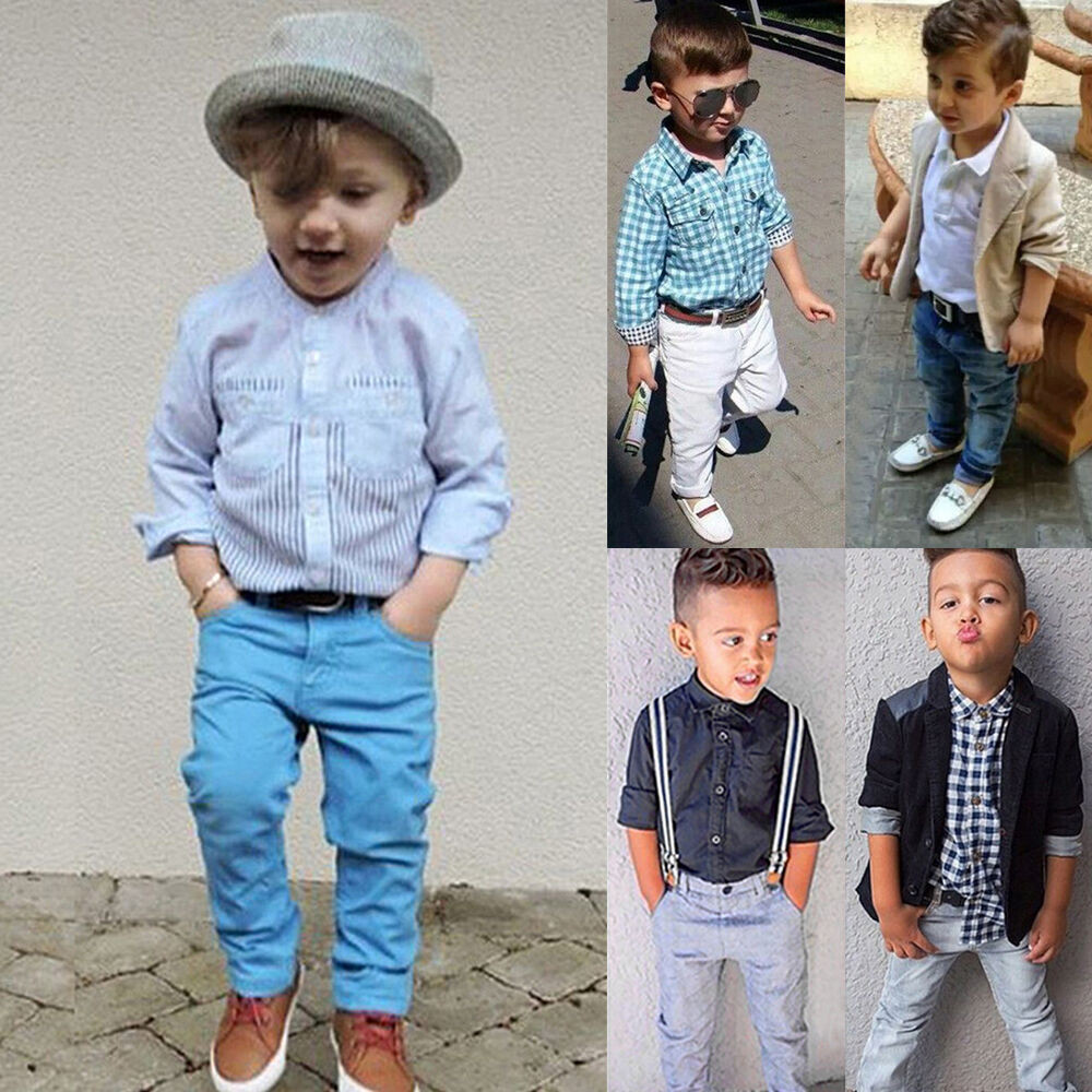 Fashion For Kids Boys
 Cute Toddler Kids Baby Boys Gentleman Coat Shirt Denim