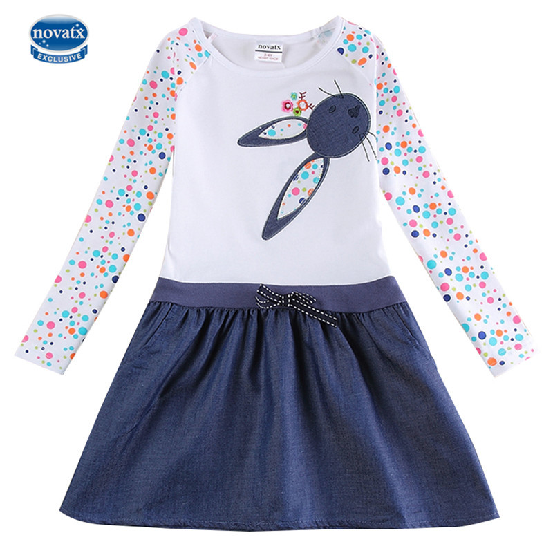 Fashion For Kids Girls
 novatx H5922 White Girls Dresses autumn winter baby girls