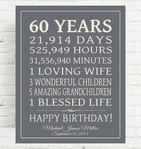 Father 60Th Birthday Gift Ideas
 60th BIRTHDAY GIFT Sign Dad Birthday Gift Mom by