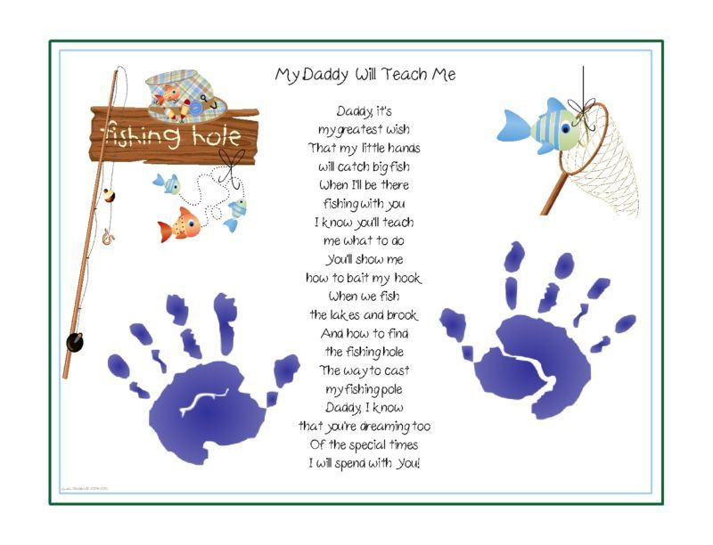Father'S Day Gift Ideas From Baby
 DADDY Teach Me FISHING Poem Print Baby Child Handprints