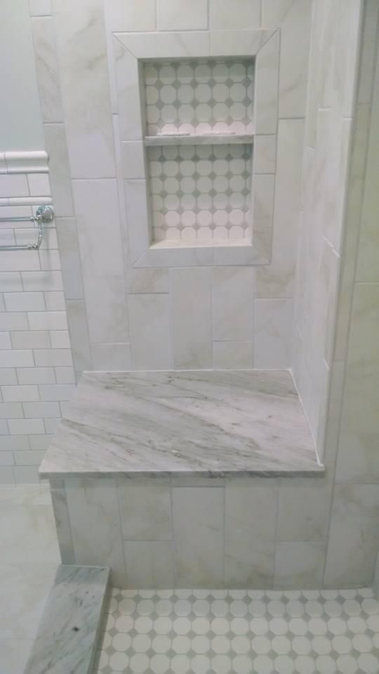 Faux Marble Tile Bathroom
 nailedit