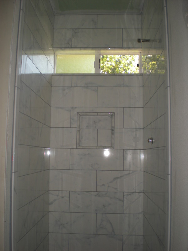 Faux Marble Tile Bathroom
 Faux Marble Custom Tile Bathroom Floor and Shower