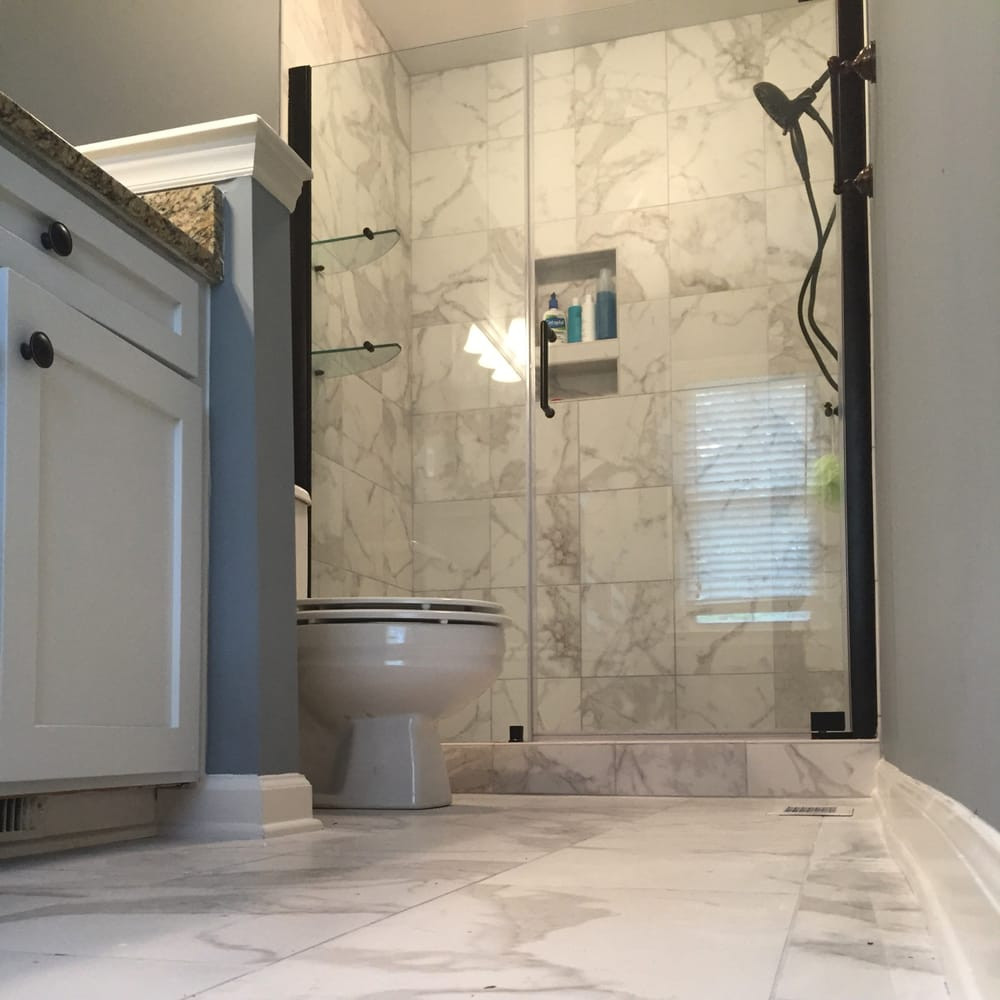 Faux Marble Tile Bathroom
 bathroom remodel with faux marble tile It s porcelain