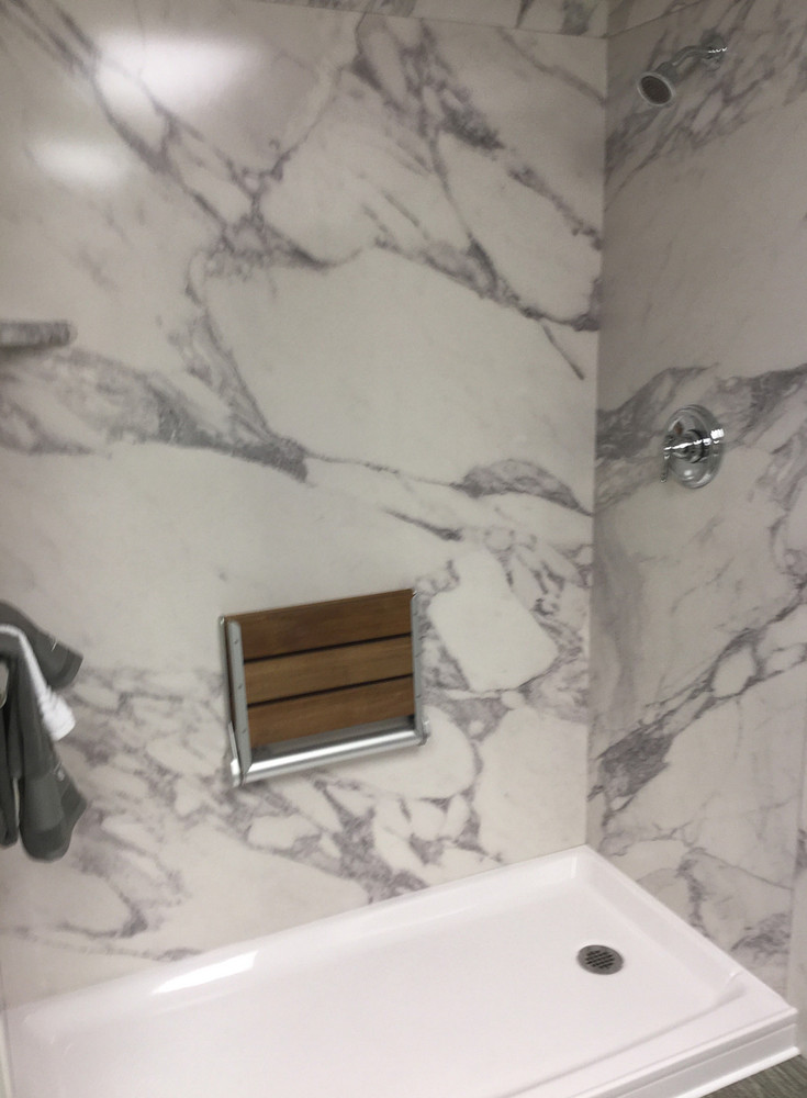 Faux Marble Tile Bathroom
 Shower and Tub Surround Panel Tips to Save Time and Money