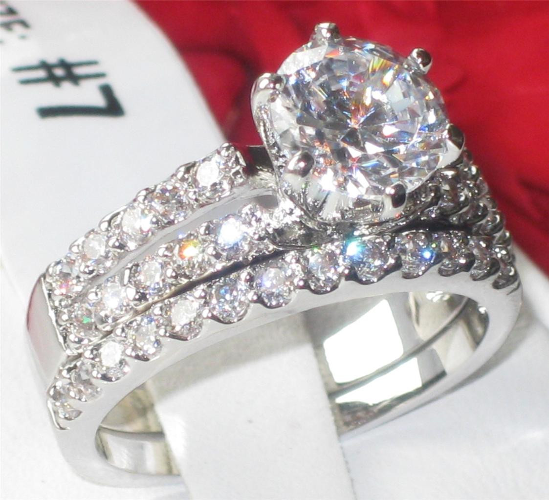 Faux Wedding Ring Sets
 T1W009pb womens REALISTIC SIMULATED DIAMOND WEDDING