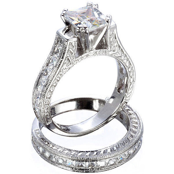 Faux Wedding Ring Sets
 2 5ct Princess Cut Simulated Diamond Wedding Engagement