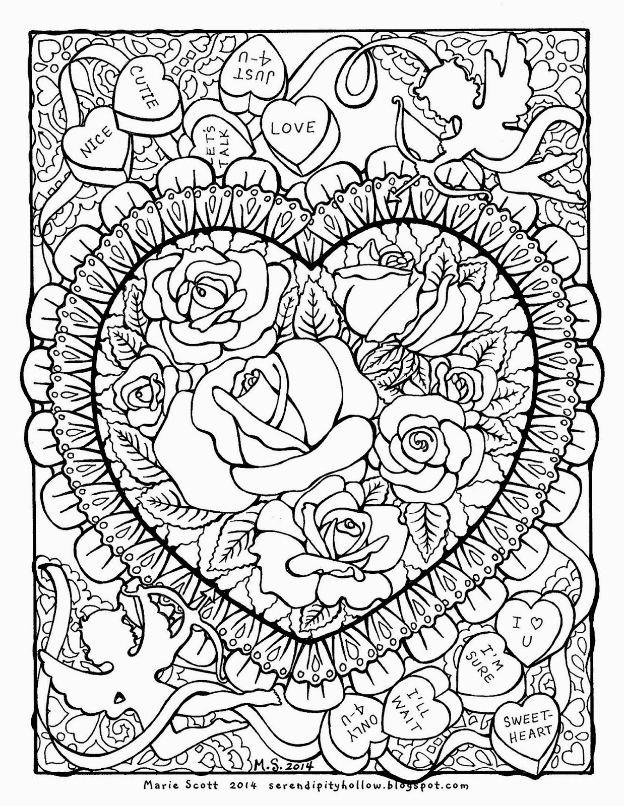 February Coloring Pages Printable
 Serendipity Hollow Coloring book Page February