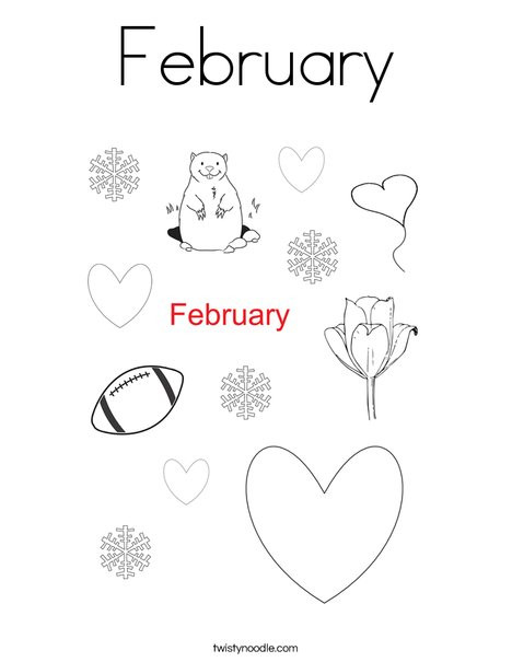 February Coloring Pages Printable
 February Coloring Page Twisty Noodle