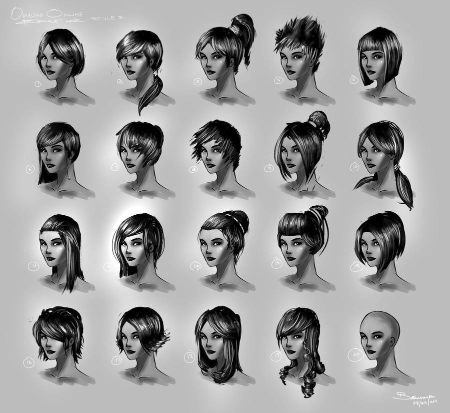 Female Hairstyles Art
 Omuni line Female hair by Baranha on DeviantArt