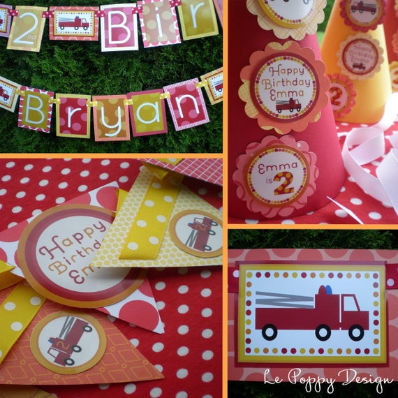 Fire Truck Birthday Party Supplies
 Fire Truck Birthday Party Decorations Orange Yellow by