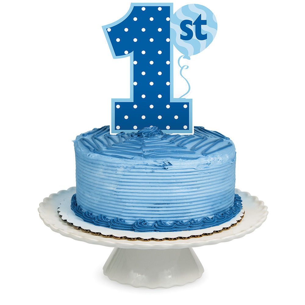 First Birthday Cake Boy
 Cake Topper Age 1 1st Birthday Party Royal Blue Boy Cake