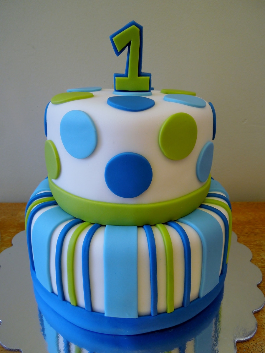 First Birthday Cake Boy
 Stripes & Dots Boys 1St Birthday CakeCentral
