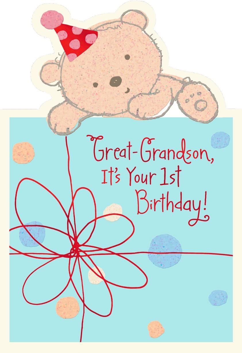 First Birthday Card
 Baby Bear 1st Birthday Card for Great Grandson Greeting