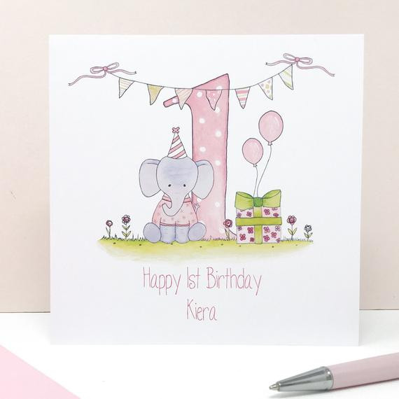 First Birthday Card
 Personalised Girls First Birthday Card Personalised 1st