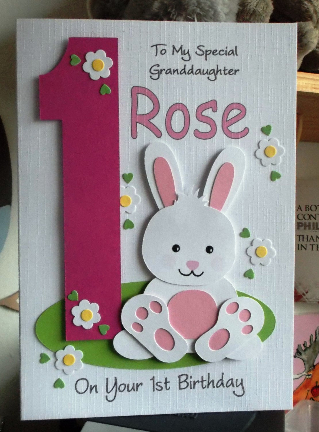 First Birthday Card
 Personalised Handmade 1st 2nd 3rd etc Bunny Rabbit Birthday