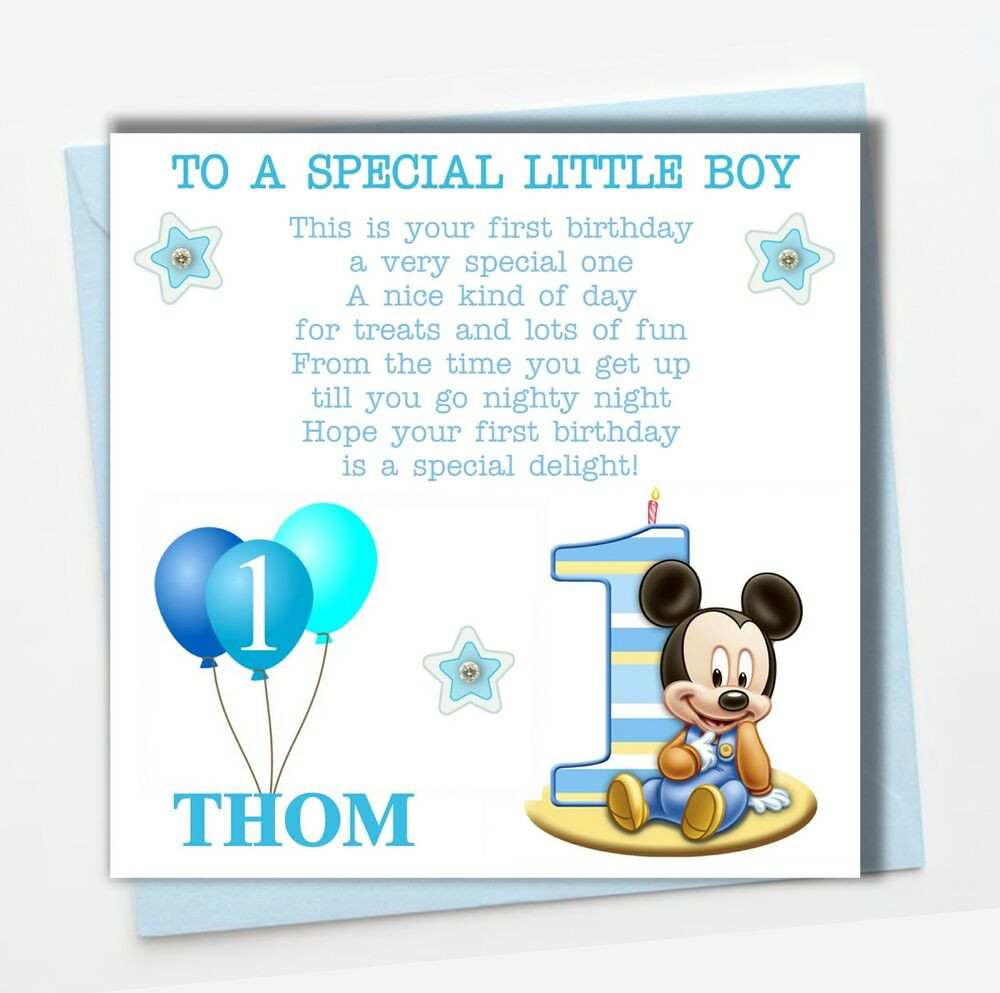 First Birthday Card
 Personalised Mickey Mouse Boy Son Grandson Godson Babies