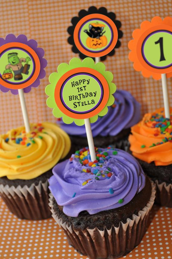 First Birthday Halloween Party Ideas
 Halloween Cupcake Toppers 1st Birthday Halloween Birthday