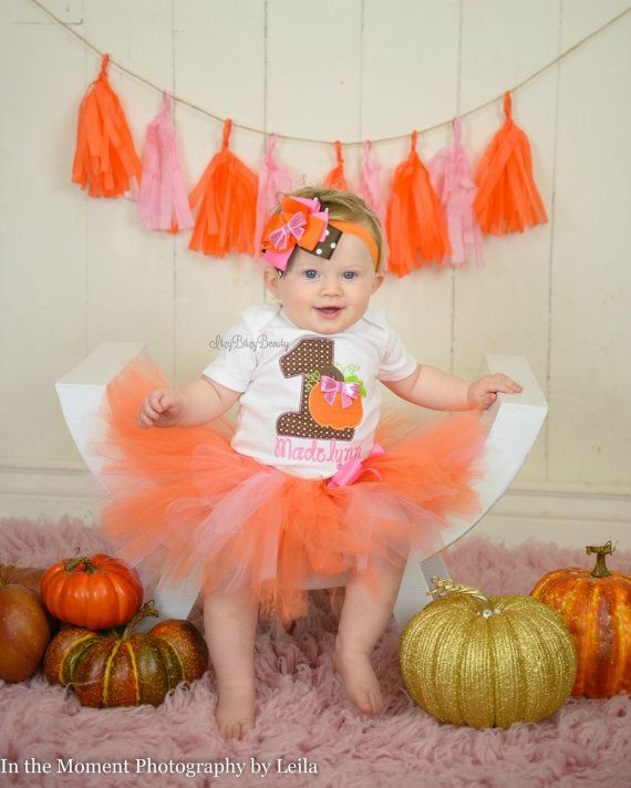First Birthday Halloween Party Ideas
 Adorable 1st birthday pumpkin tutu and t shirt by