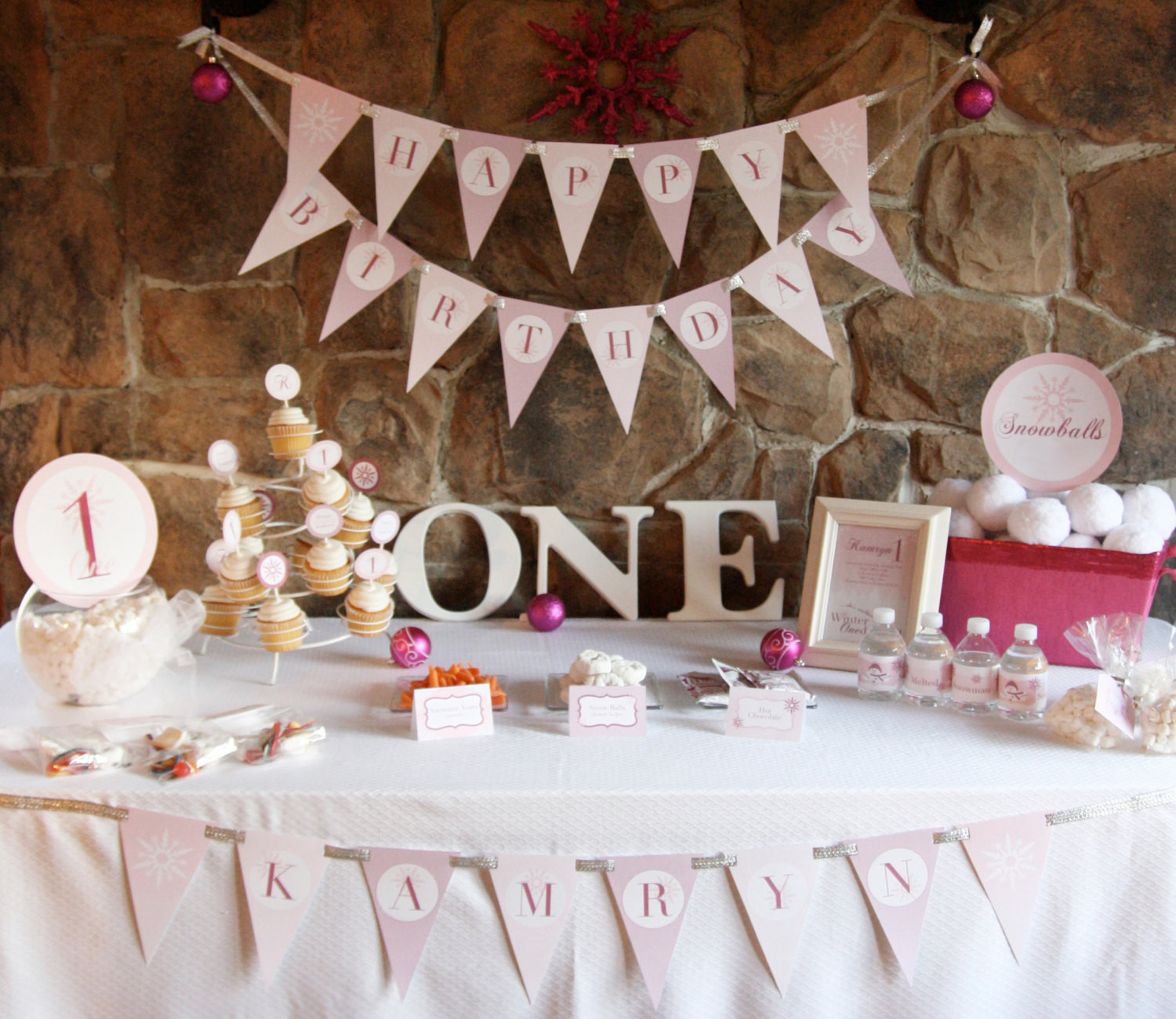 First Birthday Party Themes For Baby Girl
 Winter ONEderland Birthday Party Theme Baby Girl s First