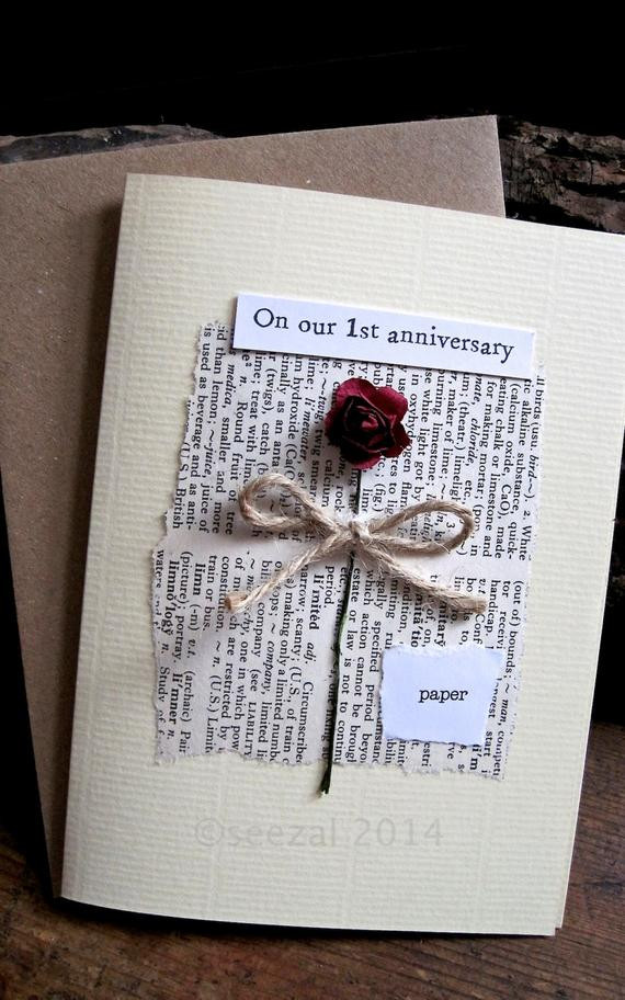 First Year Wedding Anniversary Gift Ideas
 Romantic and understated First Wedding Anniversary card