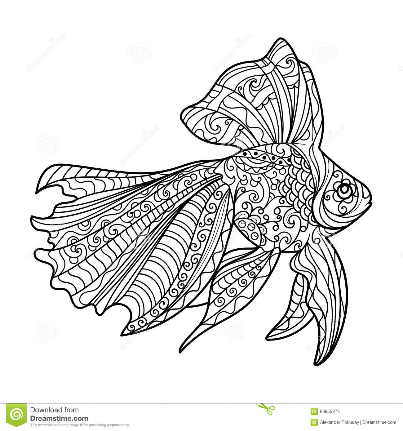 Fish Adult Coloring Pages
 Gold Fish Coloring Book For Adults Vector Stock Vector
