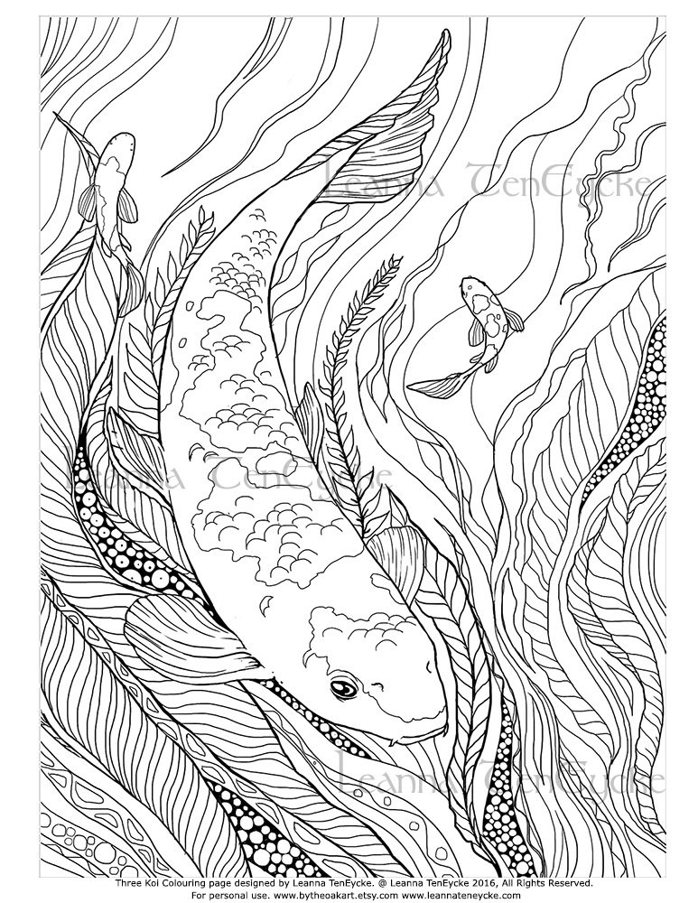 Fish Adult Coloring Pages
 Adult Colouring Page Fish Animals Koi Underwater Sea Life