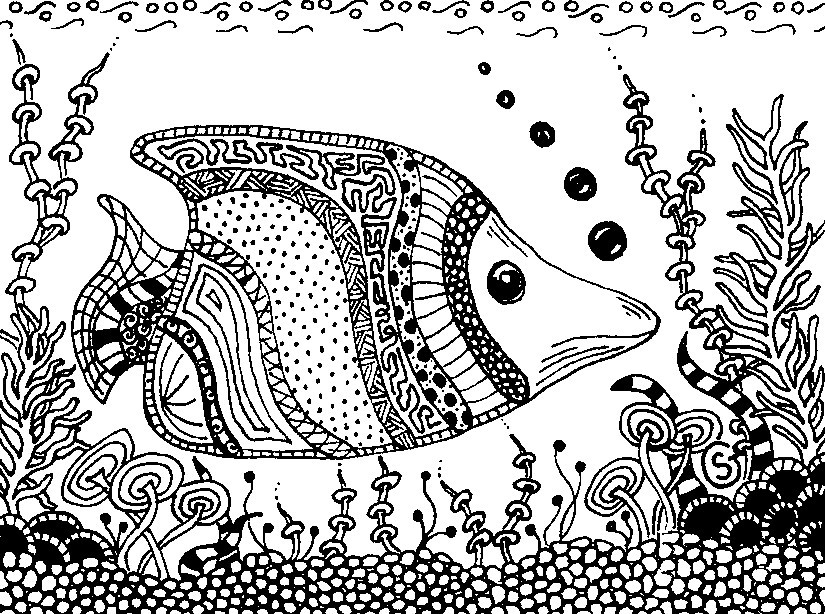 Fish Adult Coloring Pages
 Art Therapy coloring page animals Fish 1