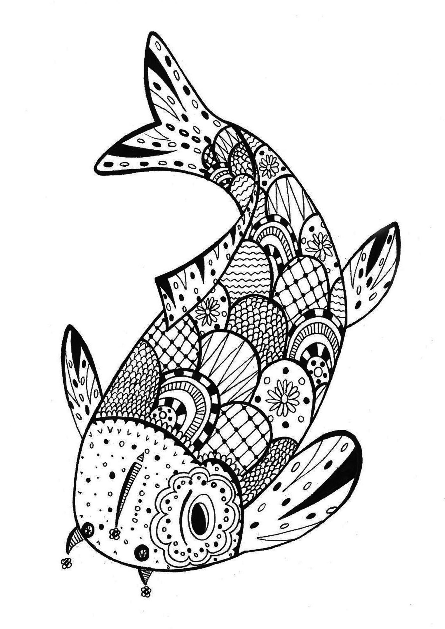 Fish Adult Coloring Pages
 49 Zentangle Animals Inspiration to Get Started Tangling