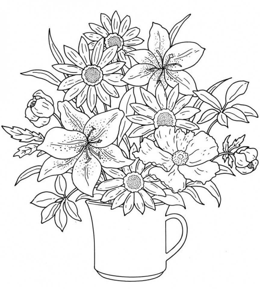 Floral Coloring Books For Adults
 Get This Realistic Flowers Coloring Pages for Adults raf61