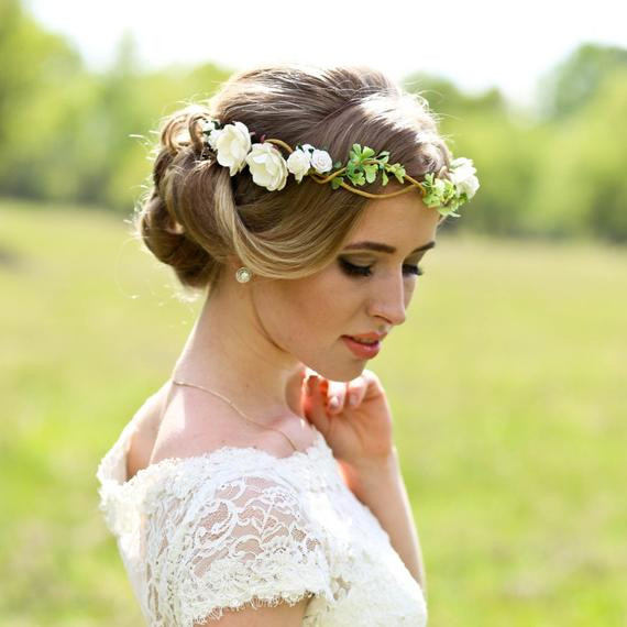 Flower Crown Wedding
 Flower crown wedding headpiece woodland flower bridal hair