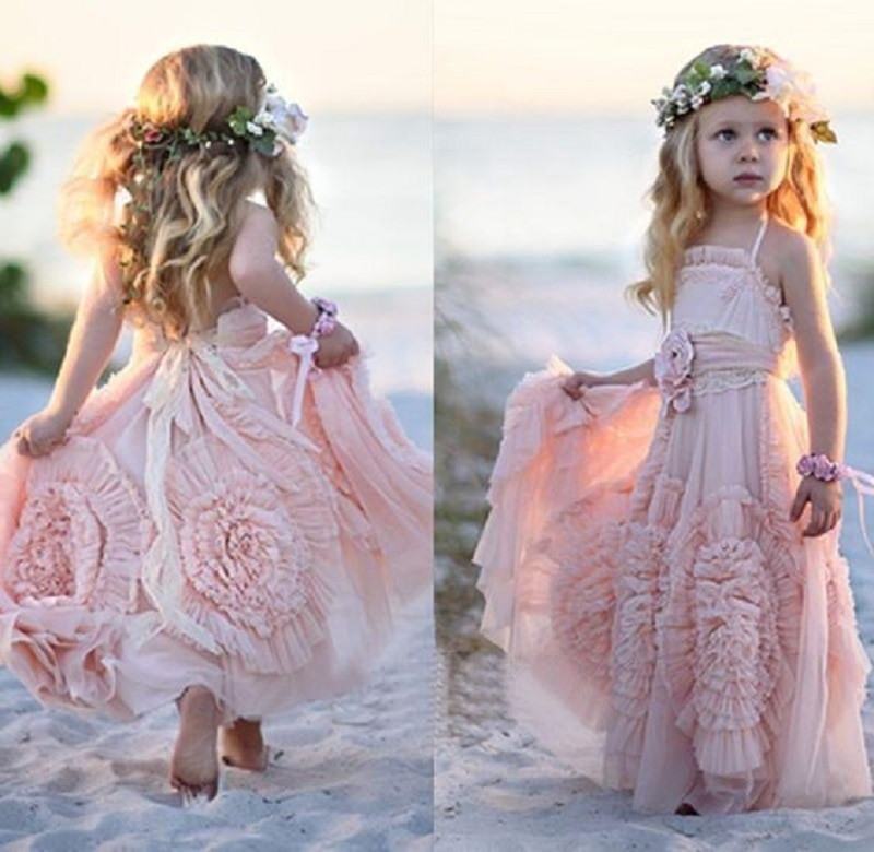 Flower Girl Dresses Beach Wedding
 Aliexpress Buy Chiffon Pink Long Halter Beach Flower