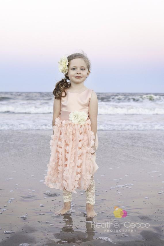 Flower Girl Dresses Beach Wedding
 Petal Pink Blush Toddler Girls Dress Vintage by