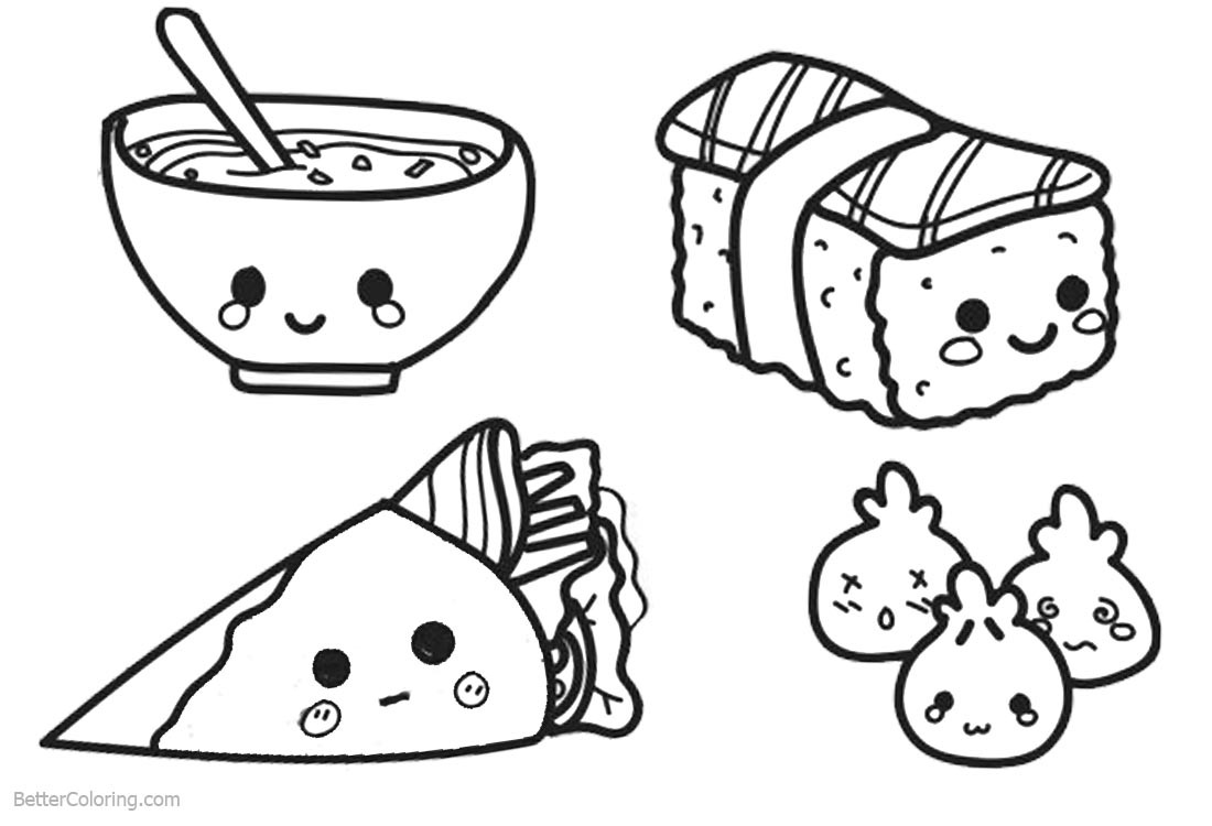 Food Coloring Pages For Kids
 Cute Food Coloring Pages Lineart Free Printable Coloring