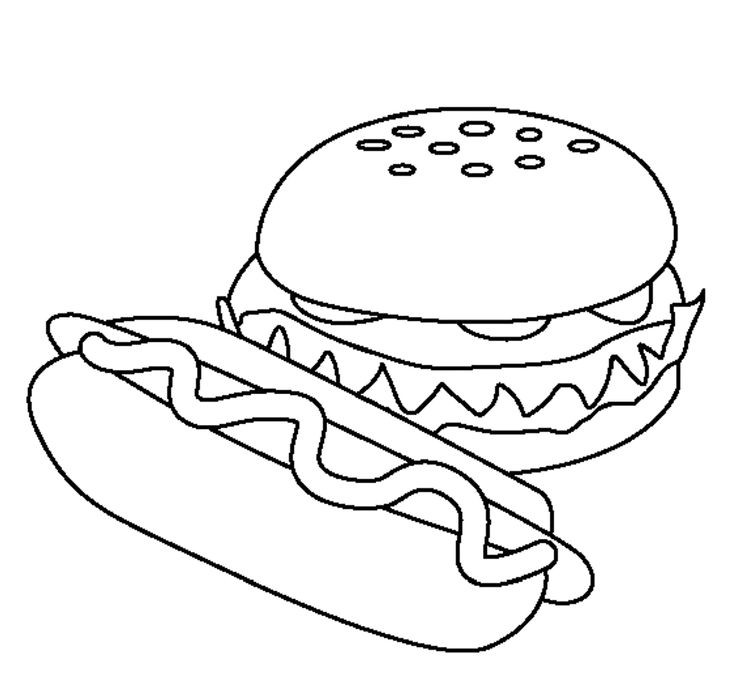 Food Coloring Pages For Kids
 Food Hamburger Models