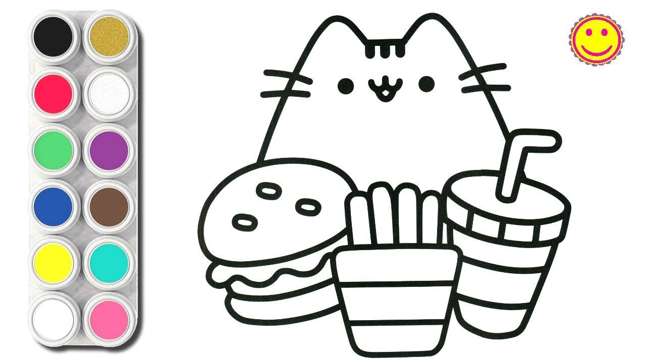 Food Coloring Pages For Kids
 How To Draw Cute CAT and Food Coloring Pages For Kids ️