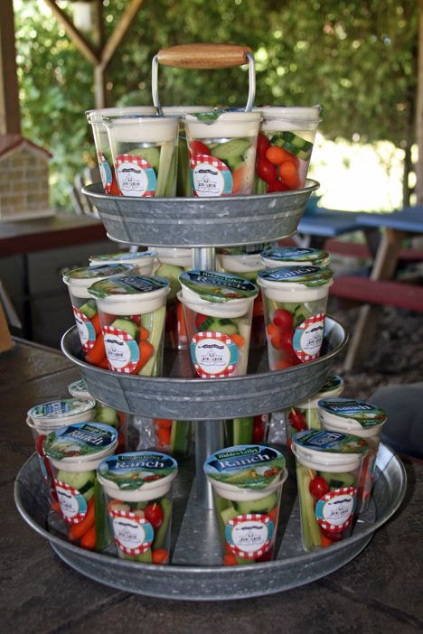 Food Ideas For Outside Graduation Party
 Cute way to fix and display veggies in a cup with ranch