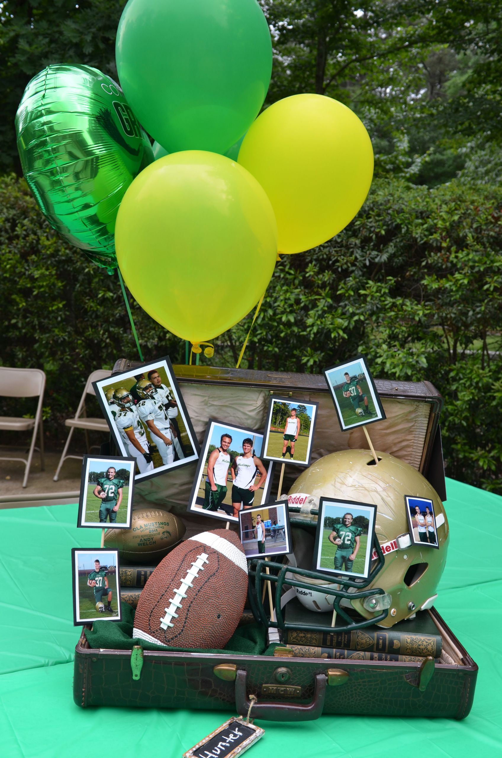 Football Graduation Party Ideas
 Centerpiece for Boys could easily change this up for