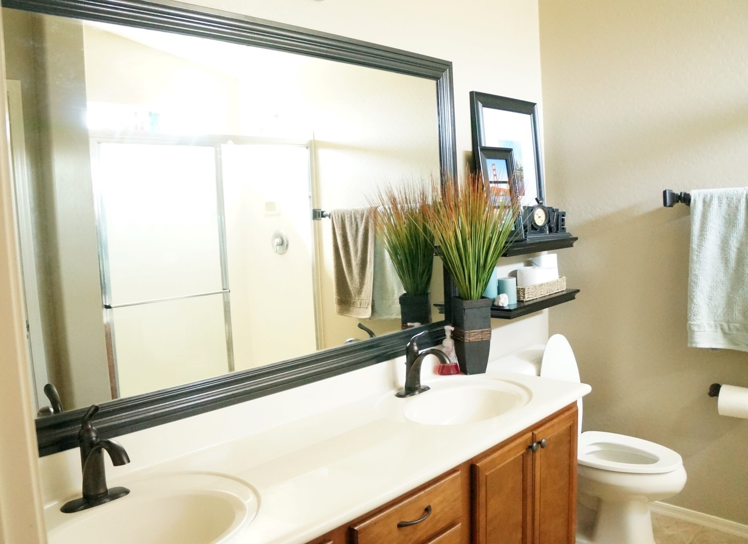 Frame A Bathroom Mirror
 How to Frame A Mirror The Builder s Installed A Mom s Take