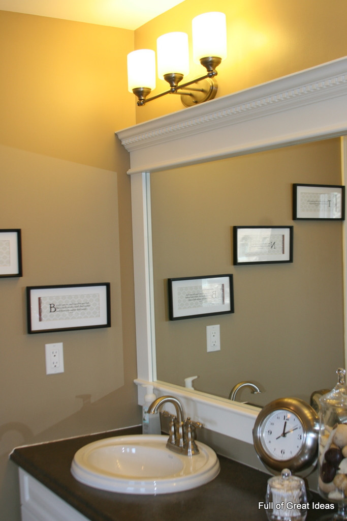 Frame A Bathroom Mirror
 Full of Great Ideas How to Upgrade your Builder Grade