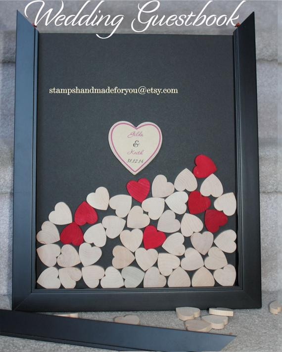 Frame Guest Book Wedding
 Wedding guest book Wood frame with hearts Unique Heart