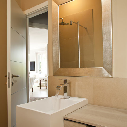 Framed Mirror In Bathroom
 Custom golden silver framed bathroom mirror Contemporary