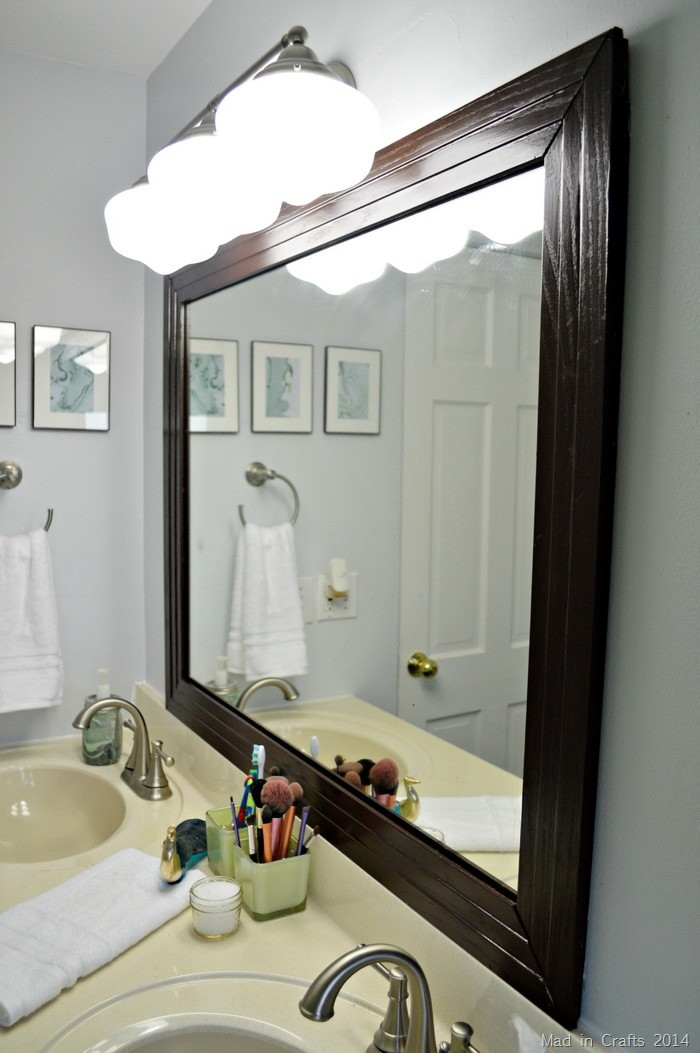 Framed Mirror In Bathroom
 DIY BATHROOM MAKEOVER REVEAL Mad in Crafts