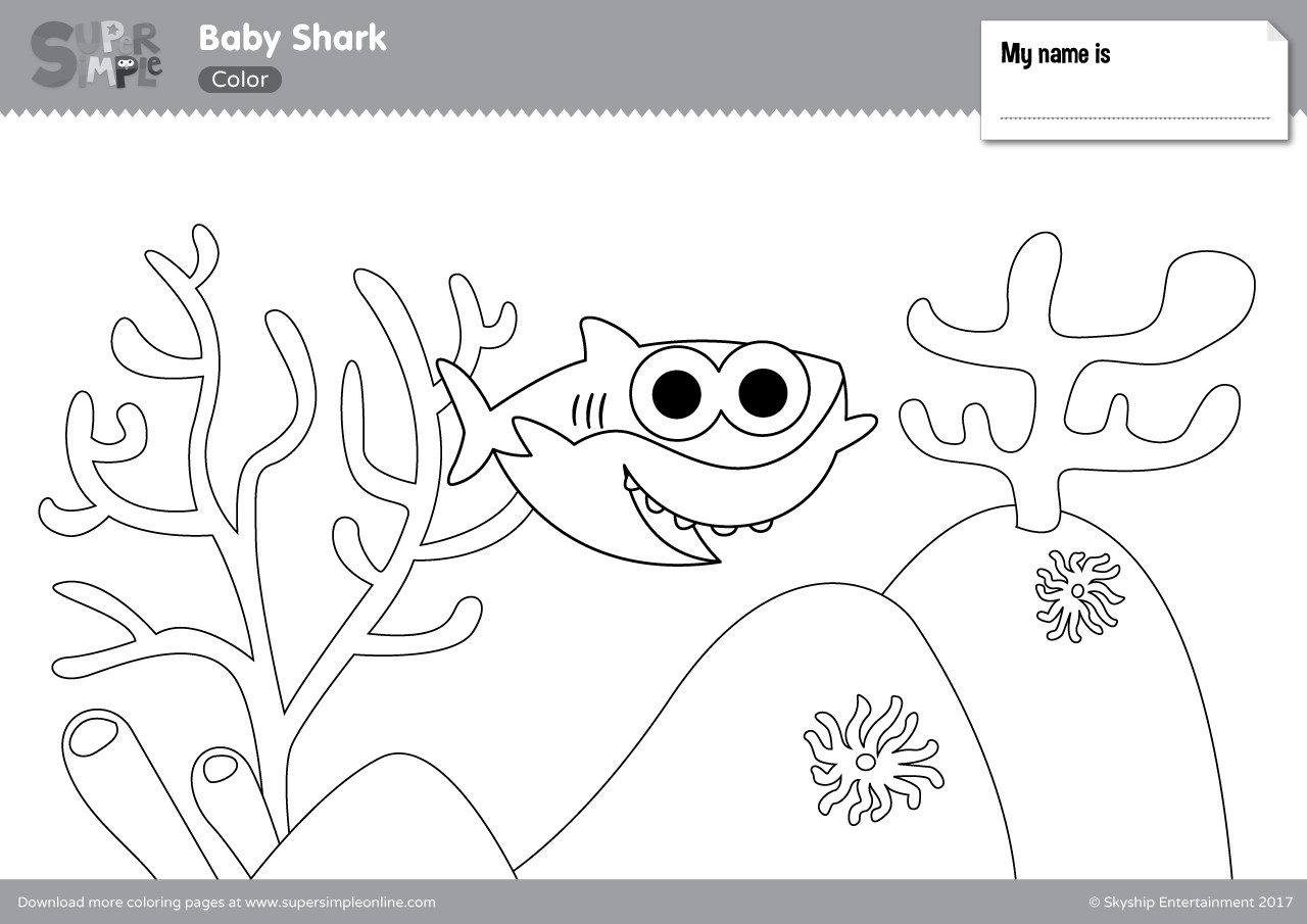 Free Baby Shark Coloring Pages
 Baby Shark Coloring Pages Super Simple