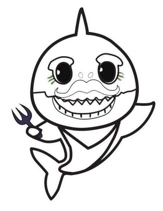 Free Baby Shark Coloring Pages
 baby shark coloring and drawing page in 2020