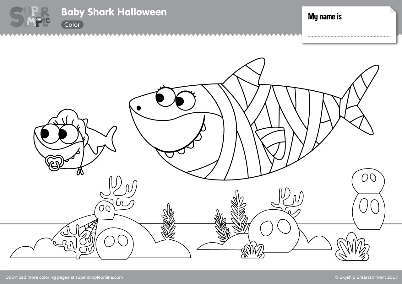 Free Baby Shark Coloring Pages
 Baby Shark Halloween Coloring Pages Super Simple