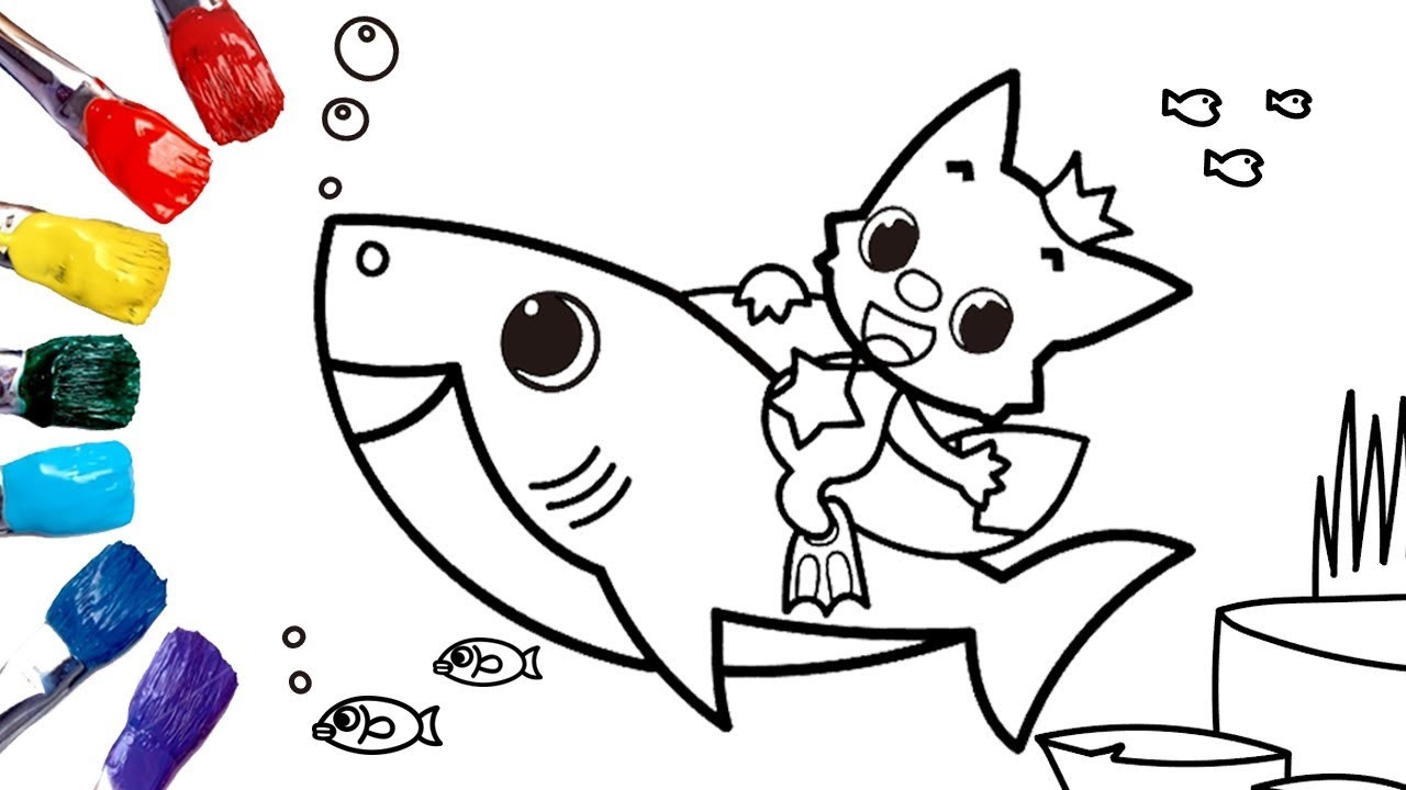 Free Baby Shark Coloring Pages
 Baby Shark Nursery Rhyme & Coloring Pages for Kids [1080p