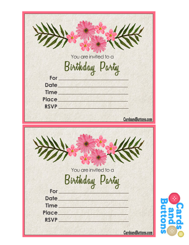Free Birthday Invitation Printables
 Free Printable Floral Invitations for Birthday