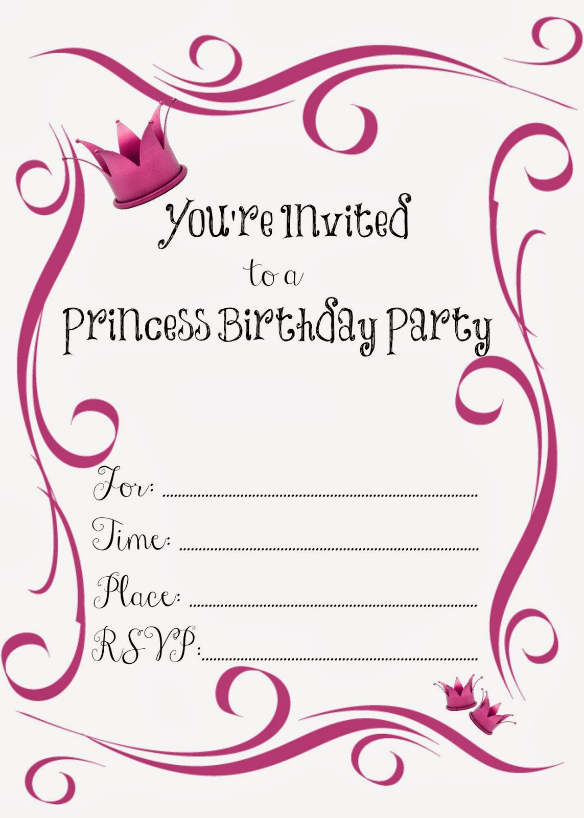 Free Birthday Invitation Printables
 Free Birthday Party Invitations for Girl – Bagvania