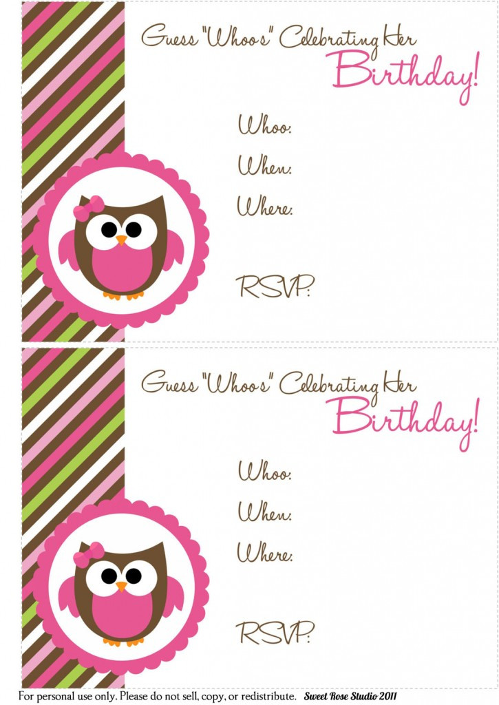 Free Birthday Invitation Printables
 41 Printable Birthday Party Cards & Invitations for Kids